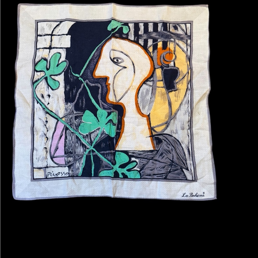 NWOT PICASSO  SCARF Abstract Art Wall Decor with Green and Orange Accents